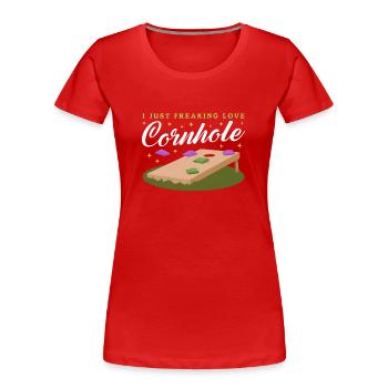 Cornhole joueur Bean Bag Blind Hole cadeau - T-shirt bio Premium Femme - rouge - Devant - Mia (176cm)