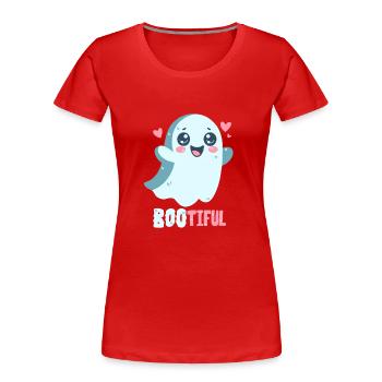 Geister-Wortwitz - Bootiful - Buh! - Frauen Premium Bio T-Shirt - Rot - Vorne - Mia (176cm)