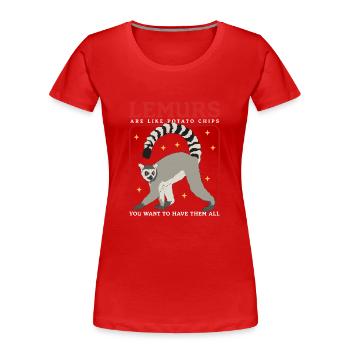 Lémuriens Ringtail lémurien cadeau - T-shirt bio Premium Femme - rouge - Devant - Mia (176cm)