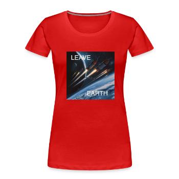 Retro Style Plakat Raumfahrt „Leave Earth“ - Frauen Premium Bio T-Shirt - Rot - Vorne - Mia (176cm)