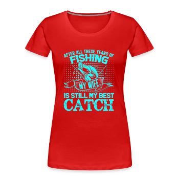 fish, fish, fishing, lake, sea, fishing, fauna, exotic - Women's Premium Organic T-Shirt - red - Front - Mia (176cm)