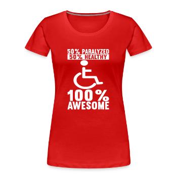 Personnes en fauteuil roulant Fauteuil roulant - T-shirt bio Premium Femme - rouge - Devant - Mia (176cm)