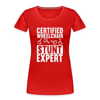 Personnes en fauteuil roulant Fauteuil roulant - T-shirt bio Premium Femme - rouge - Devant - Mia (176cm)