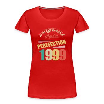 Ich bin 25 Jahre alt | Ich bin Jahrgang 1999 - Geburt - Frauen Premium Bio T-Shirt - Rot - Vorne - Mia (176cm)