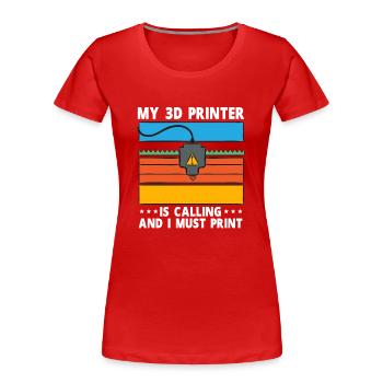 3D Drucker 3D Druck - Frauen Premium Bio T-Shirt - Rot - Vorne - Mia (176cm)