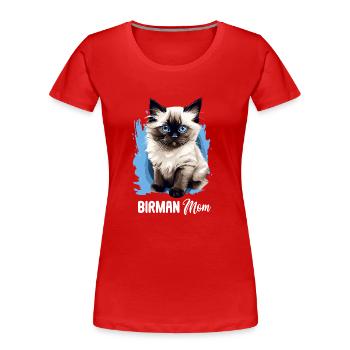 Birman Cat Birma Katze - Frauen Premium Bio T-Shirt - Rot - Vorne - Mia (176cm)