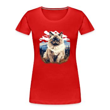 Birman Cat Birma Katze - Frauen Premium Bio T-Shirt - Rot - Vorne - Mia (176cm)