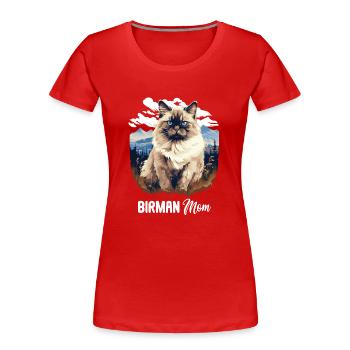 Birman Cat Birma Katze - Frauen Premium Bio T-Shirt - Rot - Vorne - Mia (176cm)