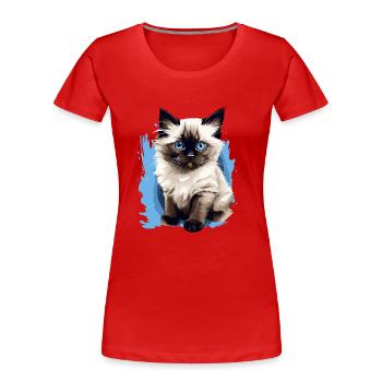 Birman Cat Birma Katze - Frauen Premium Bio T-Shirt - Rot - Vorne - Mia (176cm)