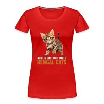 Chat du Bengale Bengalkatze - T-shirt bio Premium Femme - rouge - Devant - Mia (176cm)