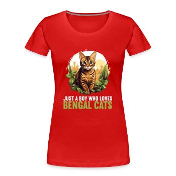Chat du Bengale Bengalkatze - T-shirt bio Premium Femme - rouge - Devant - Mia (176cm)