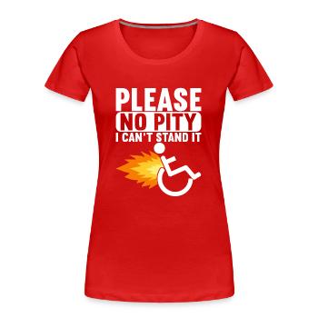 Personnes en fauteuil roulant Fauteuil roulant - T-shirt bio Premium Femme - rouge - Devant - Mia (176cm)