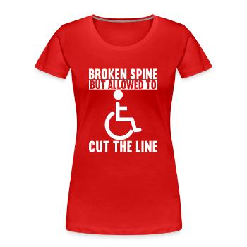 Wheelchair users Wheelchair - Women's Premium Organic T-Shirt - red - Front - Mia (176cm)