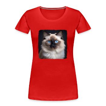 Birman Cat Birma Katze - Frauen Premium Bio T-Shirt - Rot - Vorne - Mia (176cm)