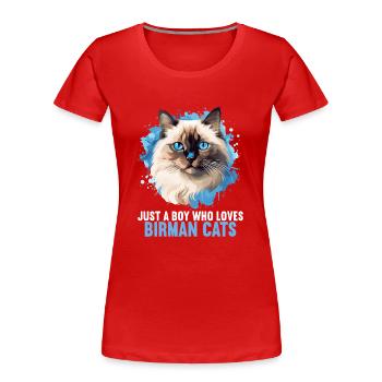 Birman Cat Birma Katze - Frauen Premium Bio T-Shirt - Rot - Vorne - Mia (176cm)