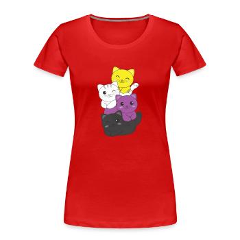 Drapeau non binaire Fierté non binaire LGBTQ Chat mignon - T-shirt bio Premium Femme - rouge - Devant - Mia (176cm)