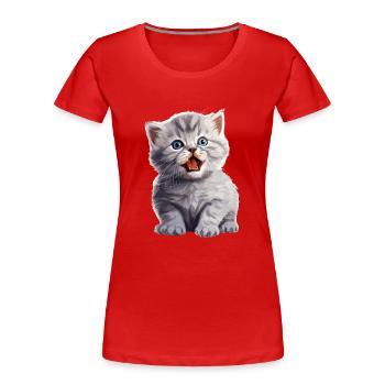 Cat Katzen British Shorthair Britisch Kurzhaar - Frauen Premium Bio T-Shirt - Rot - Vorne - Mia (176cm)