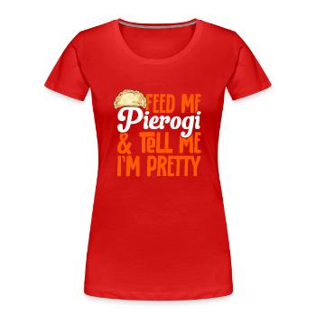 Polnisches Essen Pierogi - Frauen Premium Bio T-Shirt - Rot - Vorne - Mia (176cm)