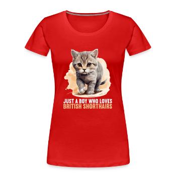Cat Katzen British Shorthair Britisch Kurzhaar - Frauen Premium Bio T-Shirt - Rot - Vorne - Mia (176cm)