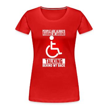Wheelchair users Wheelchair - Women's Premium Organic T-Shirt - red - Front - Mia (176cm)