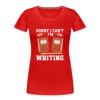 Rédaction de l’auteur - T-shirt bio Premium Femme - rouge - Devant - Mia (176cm)