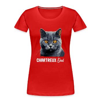 Chat Chartreux Chat Chartreux - T-shirt bio Premium Femme - rouge - Devant - Mia (176cm)