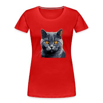 Chat Chartreux Chat Chartreux - T-shirt bio Premium Femme - rouge - Devant - Mia (176cm)