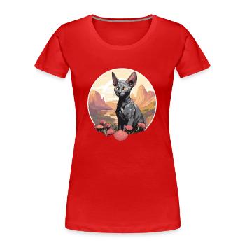 Cornish Rex Kätzchen Cornish Rex Katze - Frauen Premium Bio T-Shirt - Rot - Vorne - Mia (176cm)