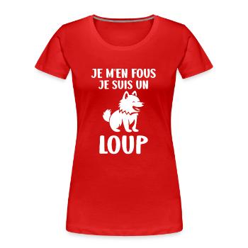 Humour animal petit loup - T-shirt bio Premium Femme - rouge - Devant - Mia (176cm)