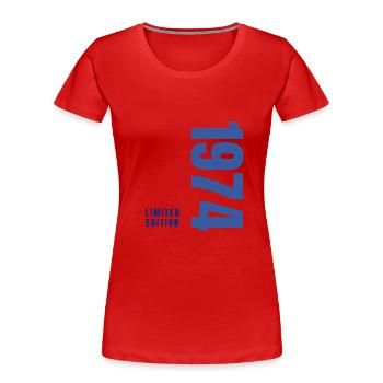 50e anniversaire - T-shirt bio Premium Femme - rouge - Devant - Mia (176cm)