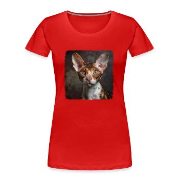 Cornish Rex Kätzchen Cornish Rex Katze - Frauen Premium Bio T-Shirt - Rot - Vorne - Mia (176cm)