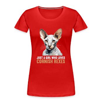 Cornish Rex Kätzchen Cornish Rex Katze - Frauen Premium Bio T-Shirt - Rot - Vorne - Mia (176cm)