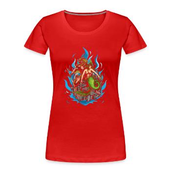 God Poseidon and Mermaid - Women's Premium Organic T-Shirt - red - Front - Mia (176cm)