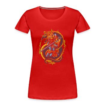 Japanischer Samurai-Krieger - Frauen Premium Bio T-Shirt - Rot - Vorne - Mia (176cm)