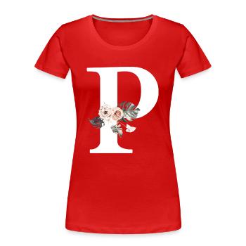 Tropischer Blumenbuchstabe P - Frauen Premium Bio T-Shirt - Rot - Vorne - Mia (176cm)