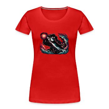Cat, Astronaut, Astronomy, Outer Solar System - Women's Premium Organic T-Shirt - red - Front - Mia (176cm)
