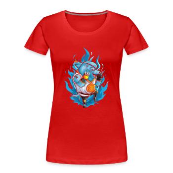 Le requin combattant à la griffe de fer - T-shirt bio Premium Femme - rouge - Devant - Mia (176cm)