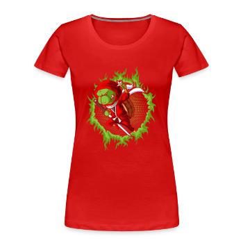La Tortue Ninja combattante - T-shirt bio Premium Femme - rouge - Devant - Mia (176cm)
