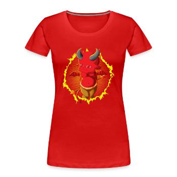 Der kleine Babyteufel mit Dreizack - Frauen Premium Bio T-Shirt - Rot - Vorne - Mia (176cm)