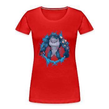Wal-Mutant mit Halbton-Hintergrund - Frauen Premium Bio T-Shirt - Rot - Vorne - Mia (176cm)