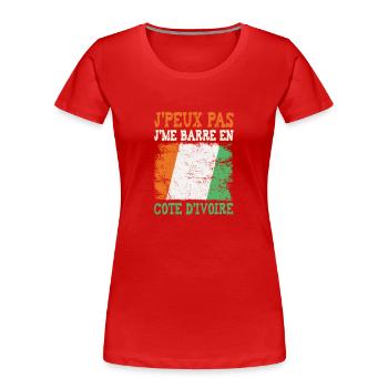 I can't go to the Ivory Coast. Ivorian - Women's Premium Organic T-Shirt - red - Front - Mia (176cm)