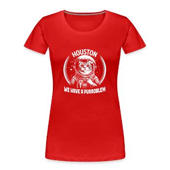 Cat, Astronaut, Astronomy, Outer Solar System - Women's Premium Organic T-Shirt - red - Front - Mia (176cm)