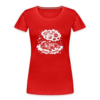 Cat, Astronaut, Astronomy, Outer Solar System - Women's Premium Organic T-Shirt - red - Front - Mia (176cm)