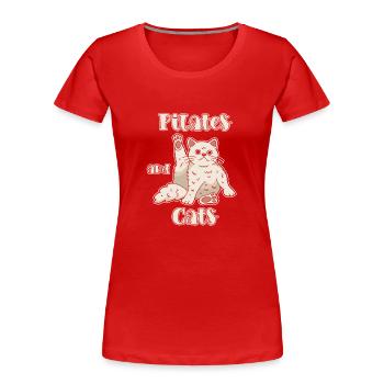 Motif de relaxation Pilates et chats - T-shirt bio Premium Femme - rouge - Devant - Mia (176cm)
