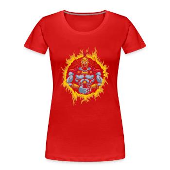 Spartiates avec fond de feu en demi-teinte - T-shirt bio Premium Femme - rouge - Devant - Mia (176cm)