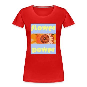 Blauer Himmel: Flower Power mit Orangenblüten - Frauen Premium Bio T-Shirt - Rot - Vorne - Mia (176cm)
