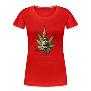Hanfblatt Harmonie fröhliche Botanik Freundschaft - Frauen Premium Bio T-Shirt - Rot - Vorne - Mia (176cm)