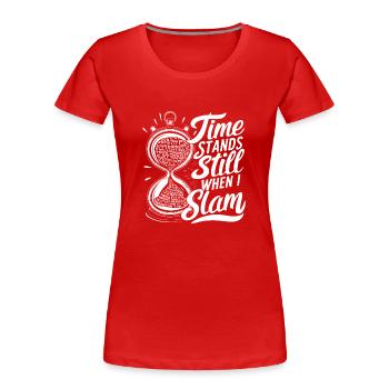 Poésie Slam Écrivain Poète Littérature Slam Journée de la poésie - T-shirt bio Premium Femme - rouge - Devant - Mia (176cm)