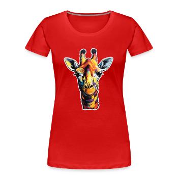 Giraffenkopf psychodelisch - Frauen Premium Bio T-Shirt - Rot - Vorne - Mia (176cm)