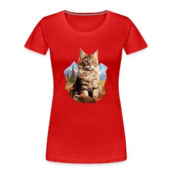 Maine Coon Kätzchen Maine Coon Katze - Frauen Premium Bio T-Shirt - Rot - Vorne - Mia (176cm)